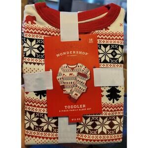 Wondershop Kids' 2-piece Family Sleep Set PJs 18 Month Christmas Pajamas Red/Whi